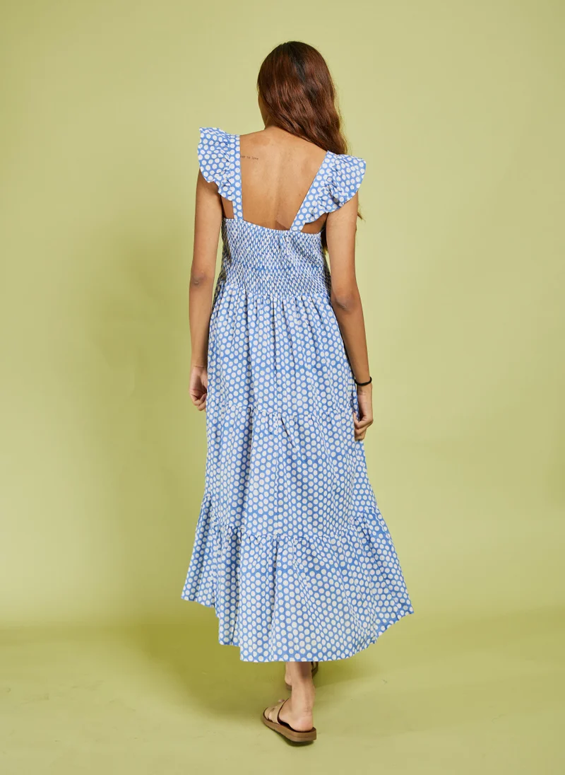 Kyshmysh  POLKA MIDI DRESS for Women | Best Price UAE